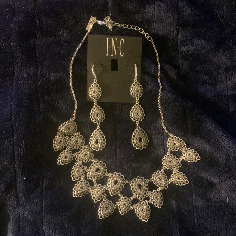 INC silver tone Necklace/Earrings
